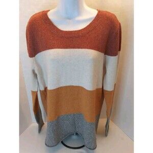 Pinque Women's Rust Stone Combo Gina Crew Neck Pullover Sweater Sz XL  Soft NWT